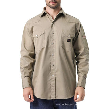 FR Work Shirt Camisas de trabajo de manga larga para hombre